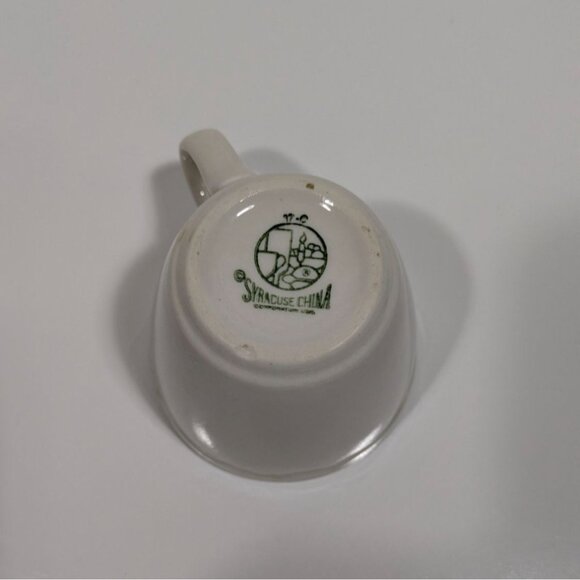 Syracuse China White Ceramic Cup Red Rim Scalloped Design Vintage - Picture 9 of 9